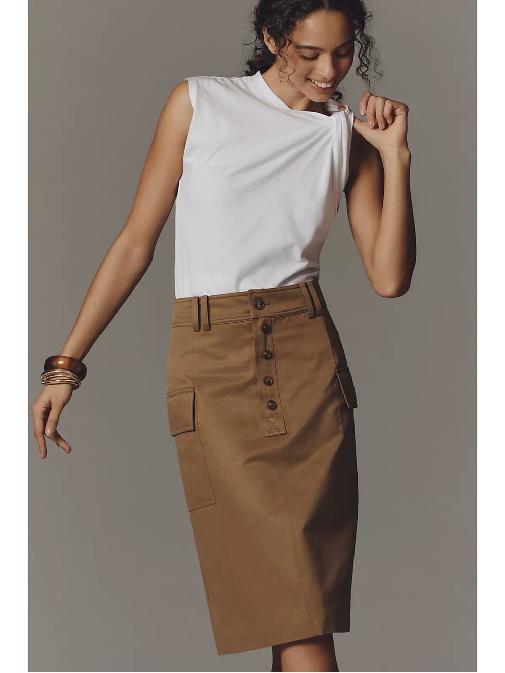 Anthropologie Mare Mare Belted Cargo Pencil Skirt Knee Length Sz S NWT New